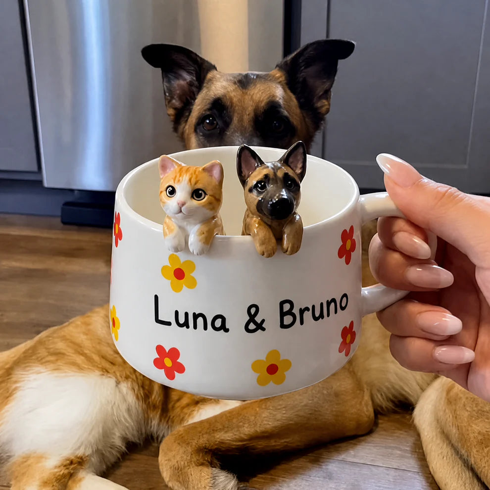 Mug en céramique fait main personnalisé avec la figurine de votre animal