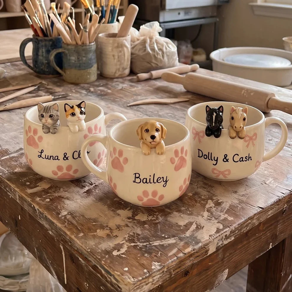 Mug en céramique fait main personnalisé avec la figurine de votre animal